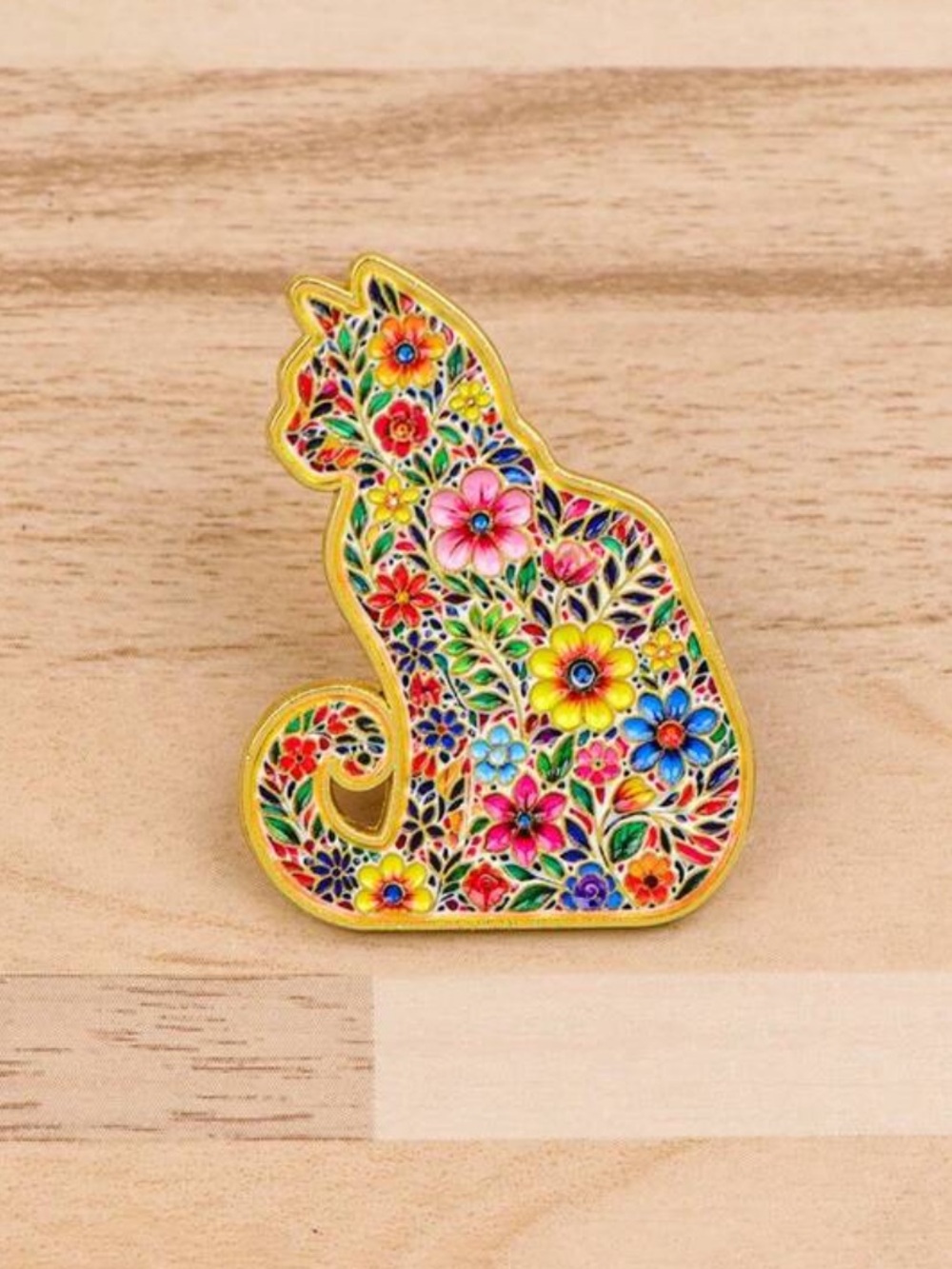 Floral Cat Pin - Picture 2 of 6